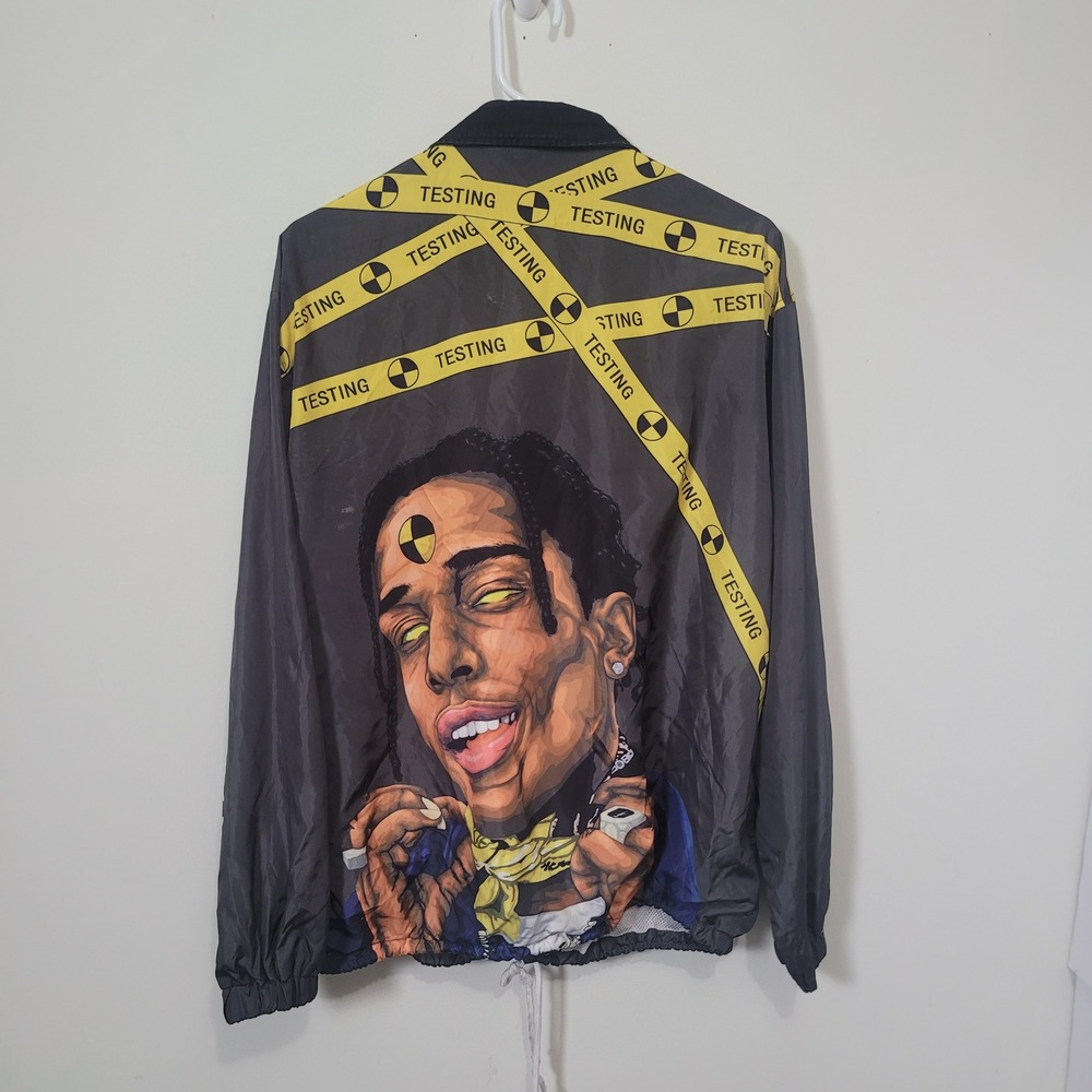 Nagri Large A$AP Rocky Testing Windbreaker Mens Gray Graphic Streetwear Jacket